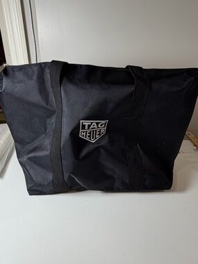 Tag Heuer Black Duffel Tote Knit Canvas with Logo Patch